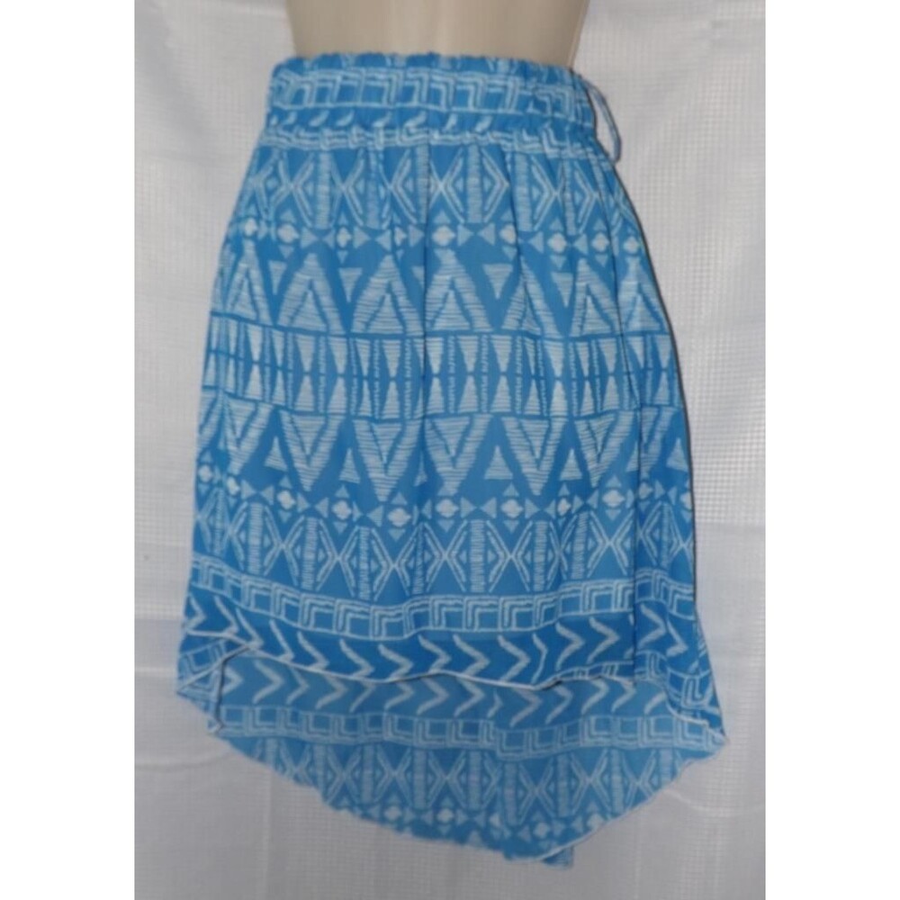 LIKE NEW Blue Print Jr Large Casual or Dress Elastic Waist Lined High Low Skirt